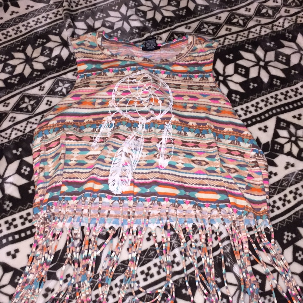Crop top fringed cut off